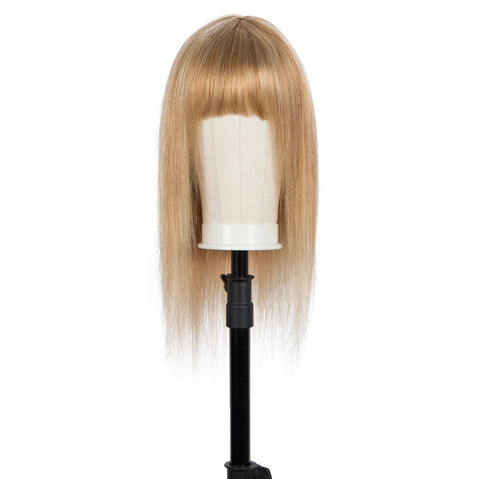 Sleek Hoogtepunt Blonde Menselijk Haar Pruiken 30 Inch Natuurlijke Braziliaanse Haar Pruik Voor Vrouwen Rechte Bob Pruiken Met Bang Korte ombre Pruik