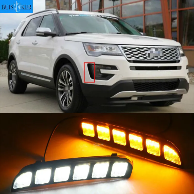 

For Ford Explorer 2016 2017 2018 LED CAR DRL 12V Daytime Running Light Daylight fog lamp with Turn Signal & dimming style Relay