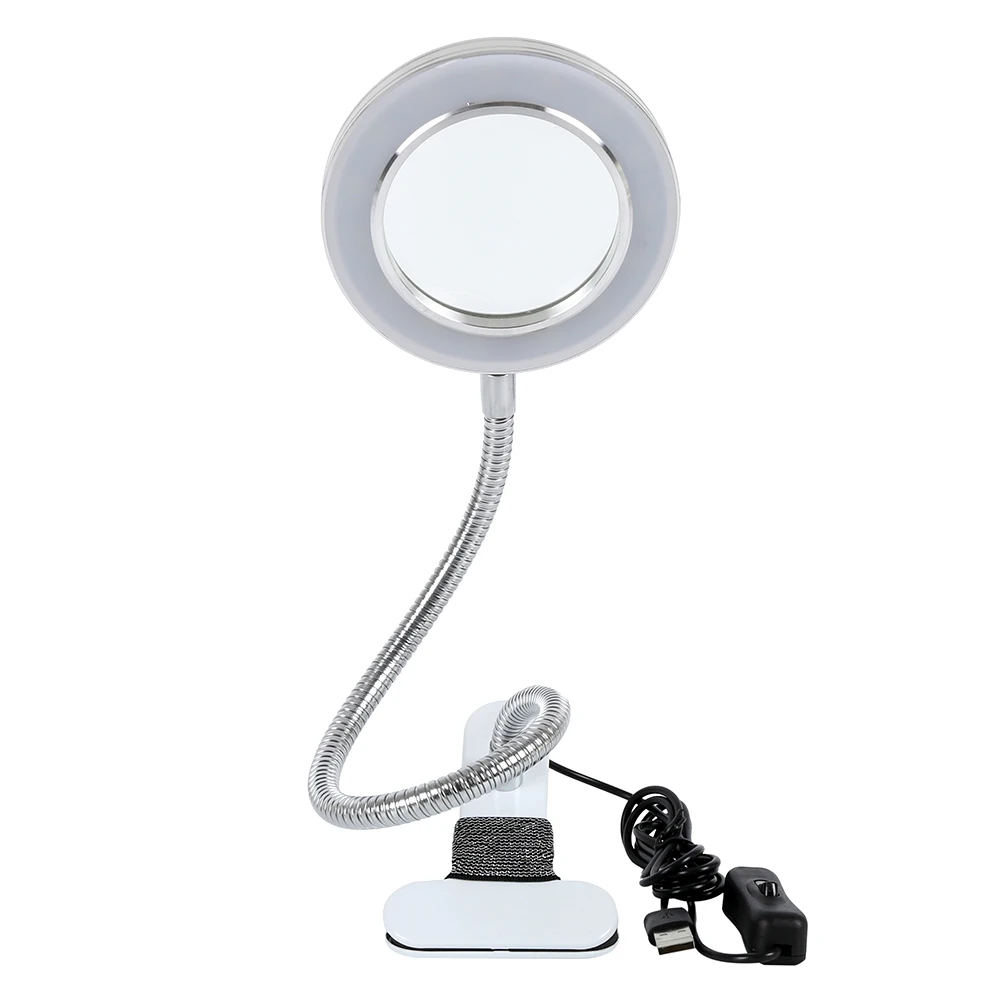 Microblading Tattoo 8X Magnifying Nail Art USB Cold Light Led Non Slip Equipment Clamp Table Glass Lamp For Beauty Salon