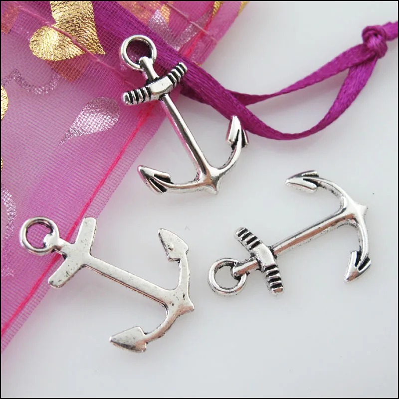 25 New Charms Tibetan Silver Anchor Pendants DIY 18x26mm