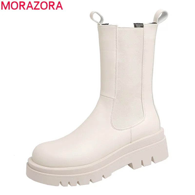 MORAZORA Big size 33-42 women boots square heels Chelsea Boots simple ladies shoes autumn winter solid color ankle boots