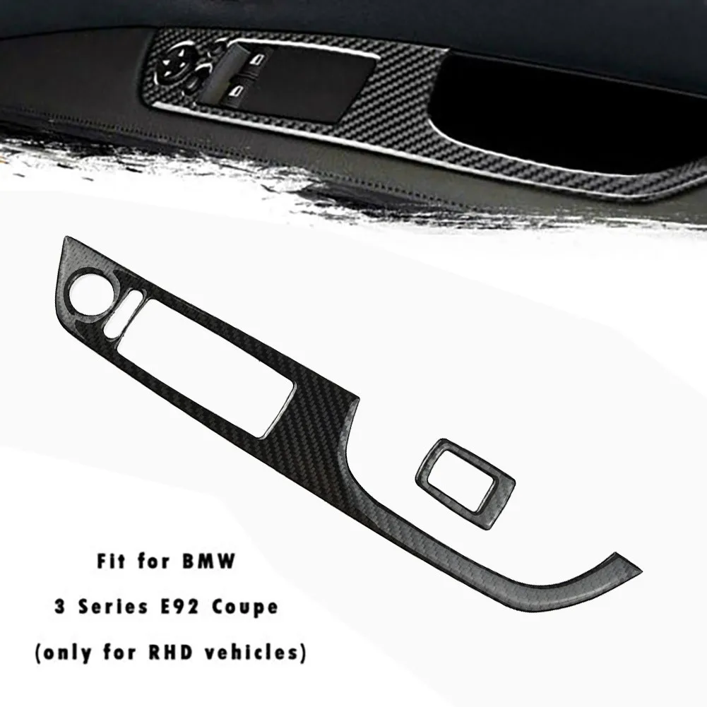 2pcs Black Switch Cover Trim  Carbon Fiber Door Switch Cover Trim For BMW 3 Series E92 Coupe RHD Easy To Use Car Accessories