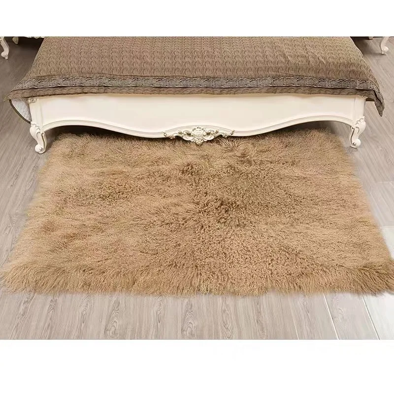 

CX-D-76 Real Mongolian Lamb Fur Chair Cover Throw Blankets Real Fur Carpet Floor Gug