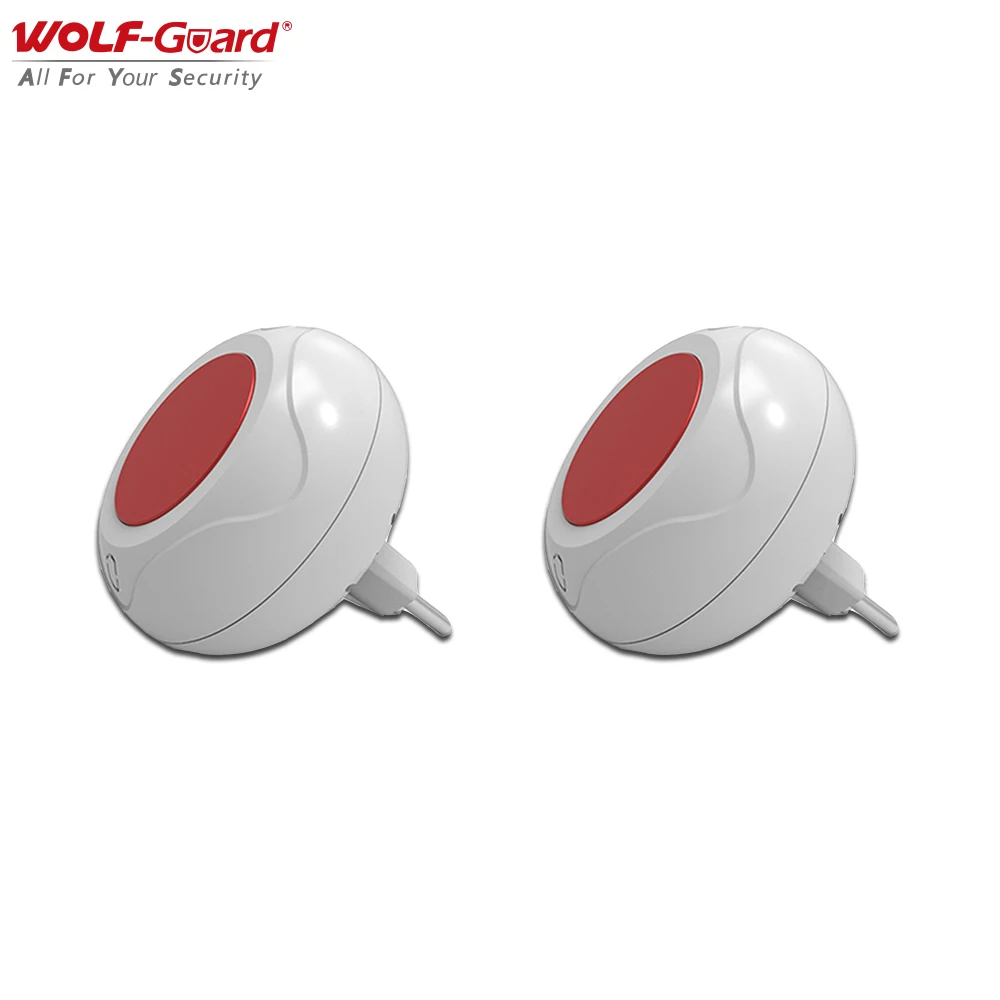 2 x Wolf-Guard Wireless Indoor Mini Sound & Luxury Flash Intergrated Alarm Siren for Home Alarm System EU Plug 220V 433MHz