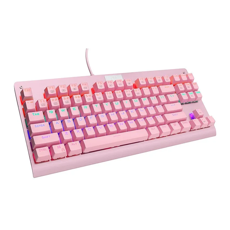 

Z77 Eagle Tenkeyless Gaming Keyboard Mechanical Outemu Switch LED Backlighting 87 Key Aluminum Keyboard for Gamer Typist PC Pink