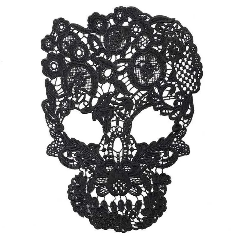 

20 шт., кружевная аппликация с мотивом черепа, черная, светлая, кофейная, белая ткань, нашивка, платье, костюм, воротник, украшение для модных платьев