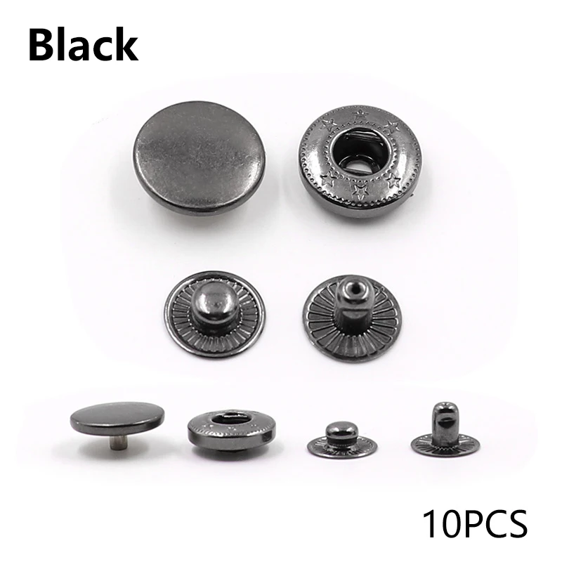 10 Sets Metal Press Studs Sewing Button Copper Material Button Fasteners Sewing Leather DIY Craft Clothes Bag Accessories