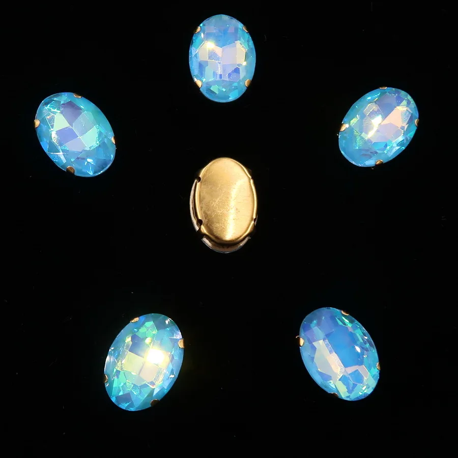 Ovale Gold-Krallenfassungen 10*14mm 13*18mm 20 Stück/Packung Regenbogen- & Jelly-AB-Farben Glaskristall zum Aufnähen Strass-Applikation DIY – Detail 15