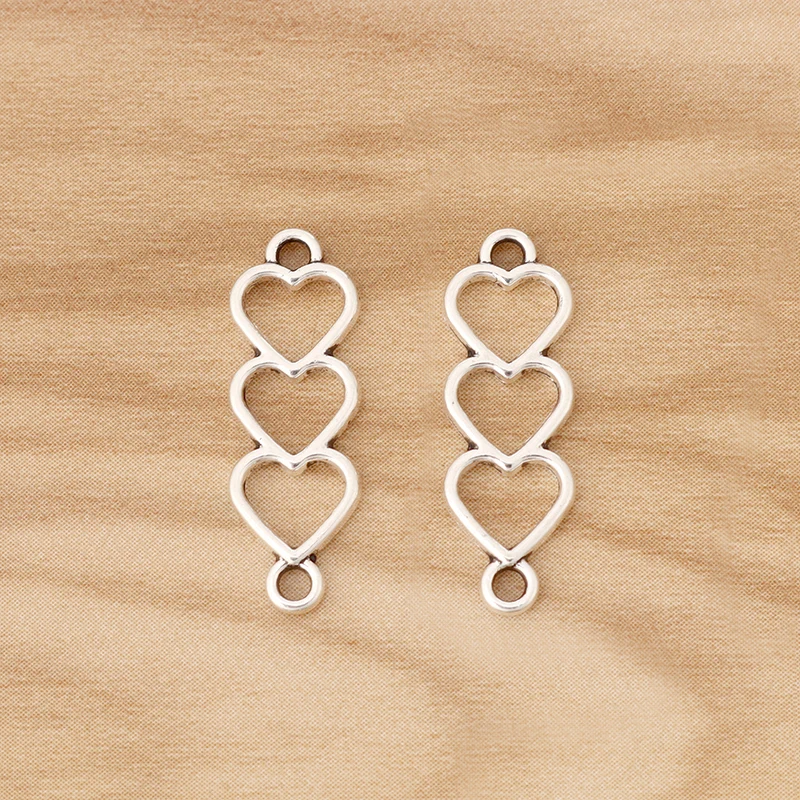 

30 Pieces Tibetan Silver Open Heart Connector Charms for Bracelet Jewellery Making Accessories