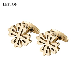Lepton 18K Gold Plated Crusaders Cufflinks Matte Stainless Steel Cufflink For Mens Wedding Groom Business Cuff Links Gemelos