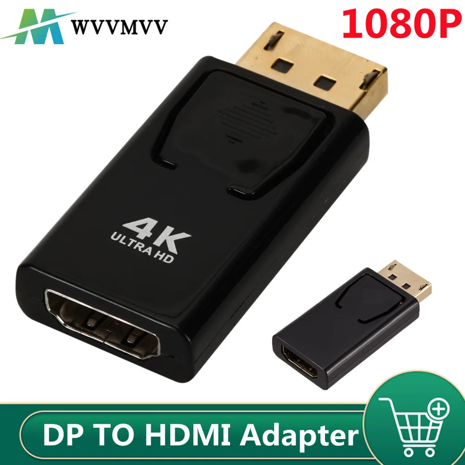 1080P4K Display Port to HDMI Adapter 4K Male DP to HDMI Female Video Audio Converter for PC Laptop Projector DisplayPort to HDMI