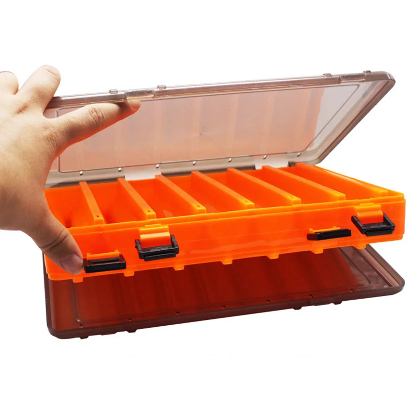 Custodia per esche da pesca scatola per attrezzi a doppia faccia da 12 e 14 camere per la pesca scatola per esche/ganci a doppia faccia scatola di immagazzinaggio in plastica attrezzatura da pesca