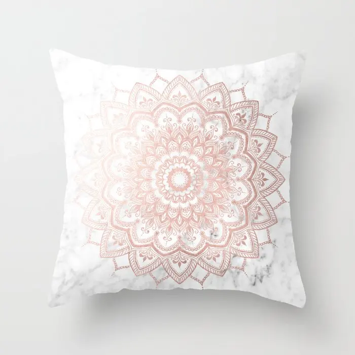 Pleasure Rose Gold Decorative Pillow Cushion Covers Square Pillowcase for Sofa Cotton Linen Pillow Cover