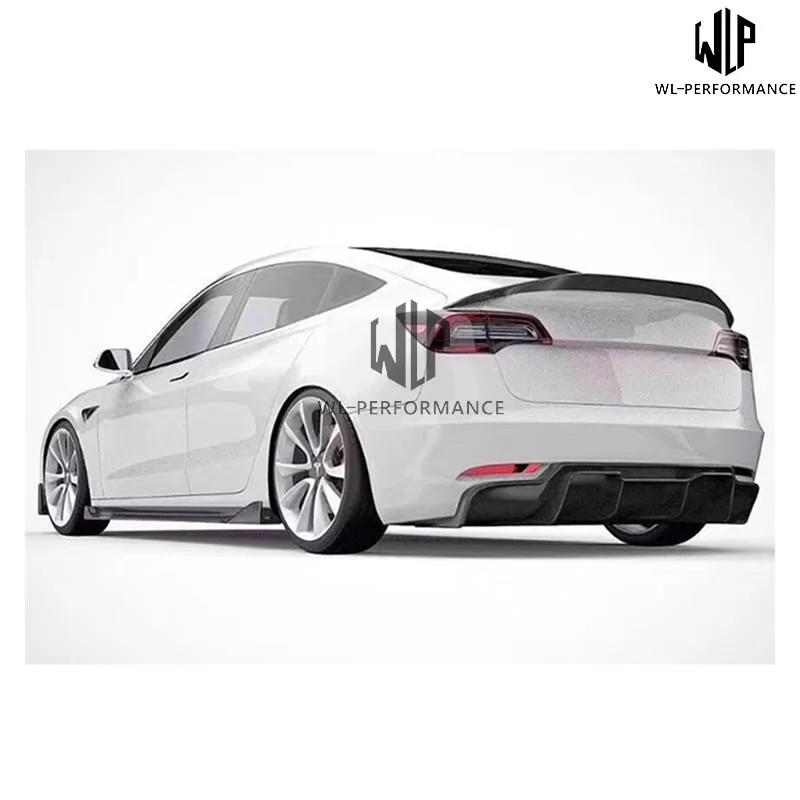 Model 3 High Qulaity Carbon Fiber Front Splitter Lip Rear Diffuser Side Skirts Rear Spoiler for Tesla Model 3 Body Kit 16-19