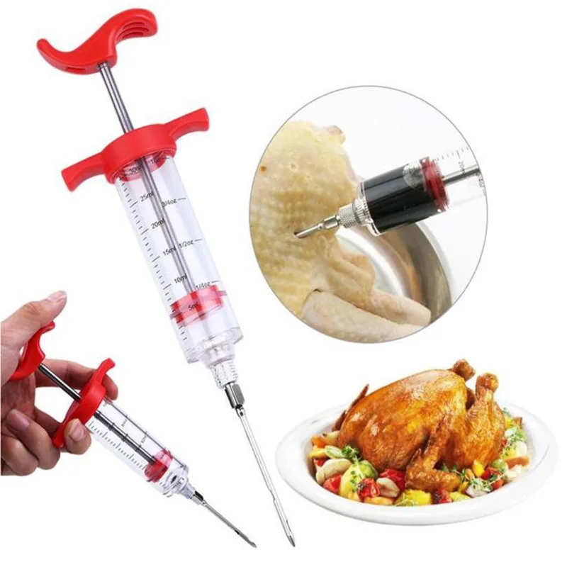 Christmas Gift Stainless Steel BBQ Tools Marinade Cooking Meat Poultry Turkey Chicken Spice Flavor Syringe Injector