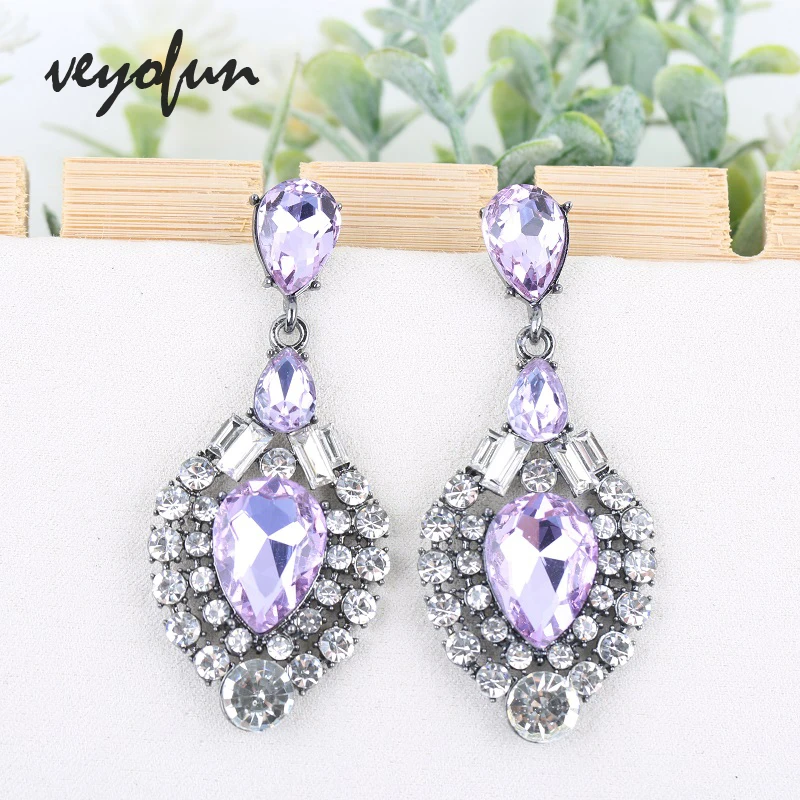 

Veyofun Classic Crystal Drop Earrings Luxury Bridal Party Dangle Earrings Fashion Jewelry for Women Gift New