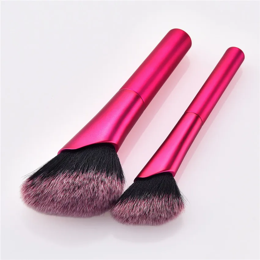 SAIANTTH New oblique head loose powder brush Rose red aluminum tube blush rouge foundation single makeup brushes Beauty tools