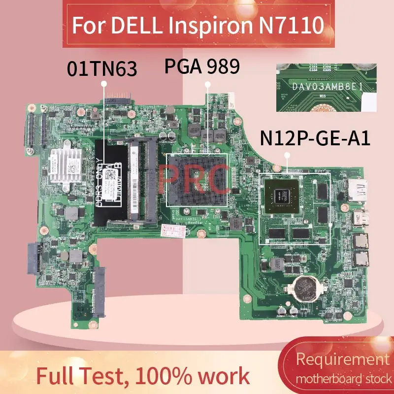 

CN-01TN63 01TN63 For DELL Vostro 3750 V3750 GT525M 1GB PGA989 HM67 Notebook Mainboard DAV03AMB8E0 DAV03AMB8E1 Laptop Motherboard