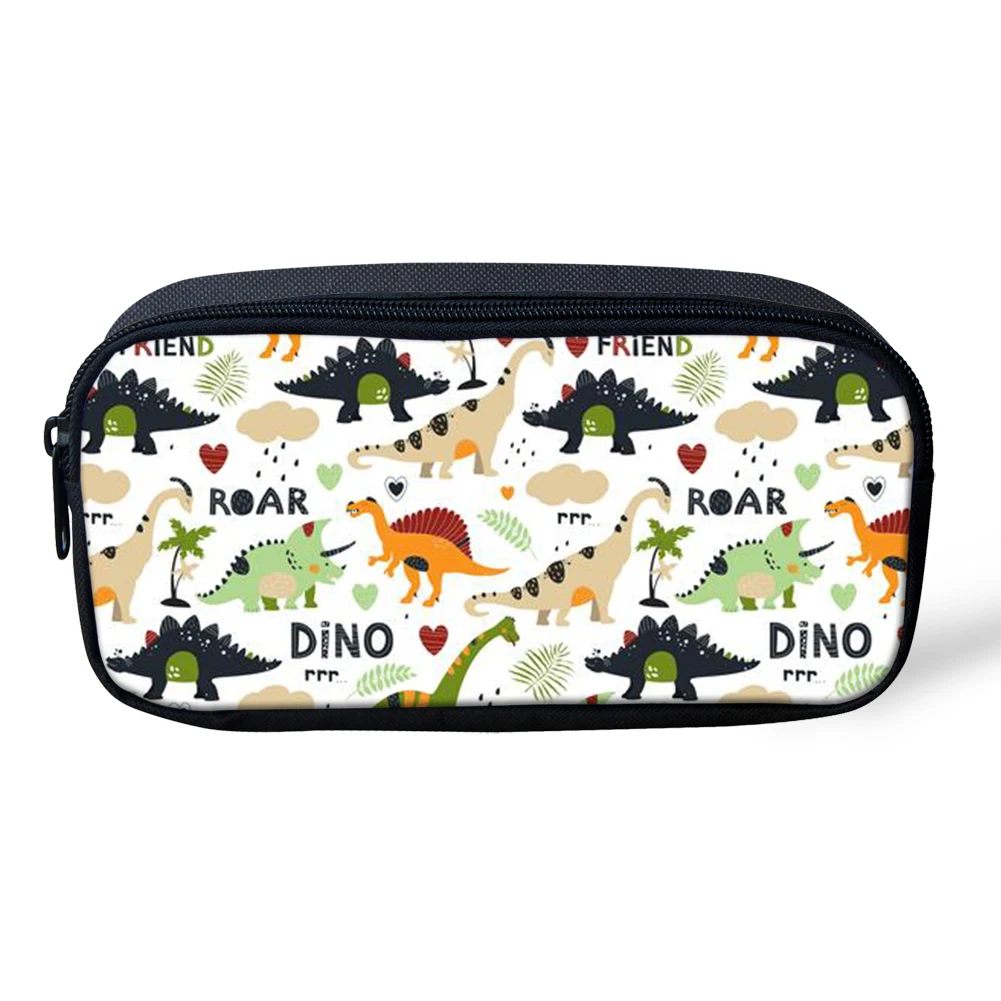 2025 Cartoon Dinosaur Print School Bag For Girls Boys Kids Backpacks Black Kawaii Students Girl Backpack Lunch Bag Pencil Case