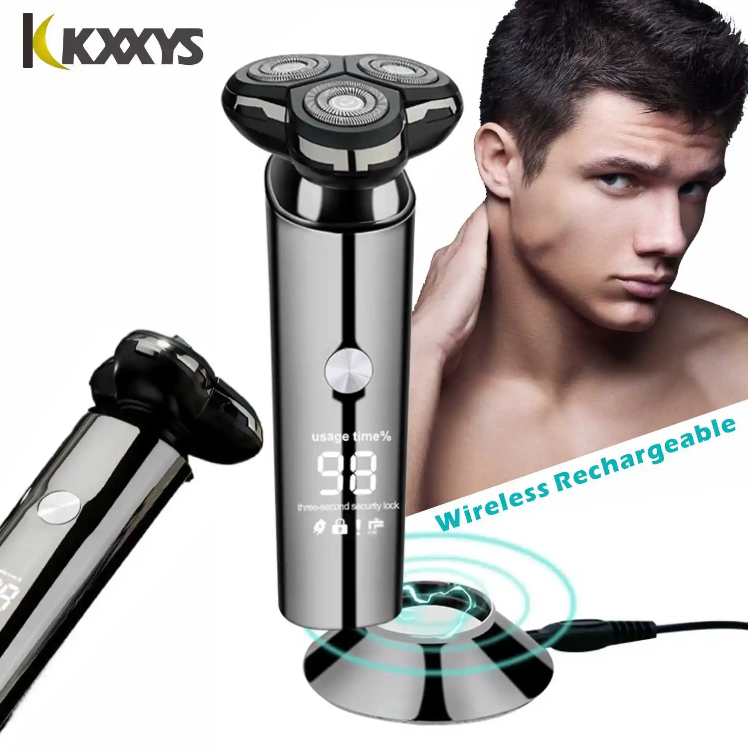 Electric Shaver Wireless Use 4D Electric Razor Men USB Rechargeable Men's Shaving Machine Waterproof With Charging Base