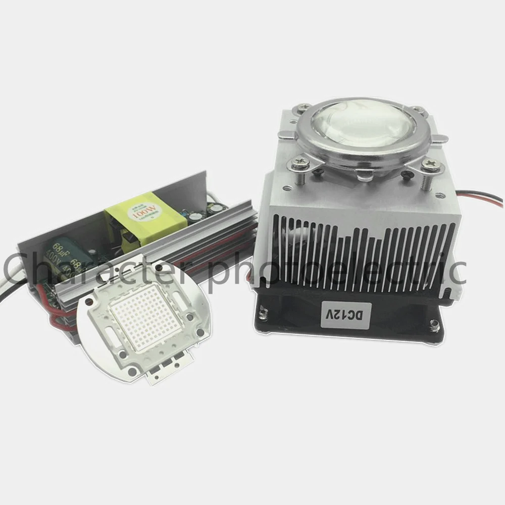 

100W LED UV 365-370nm led chip +100W AC 85-265V driver + heatsink+ 90 degree Lens with Reflector Collimator kit