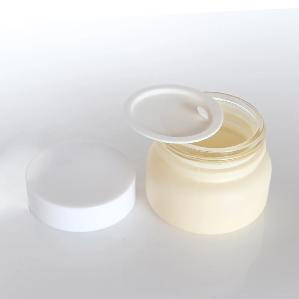 Light Yellow Round Skin Care Cream Container,Empty 50 ml Glass Jar