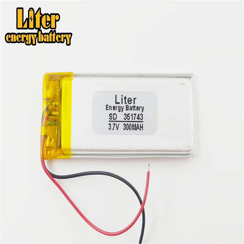 3.7V lithium polymer battery 351743 300MAH point reading pen recorder small toys wireless headphones