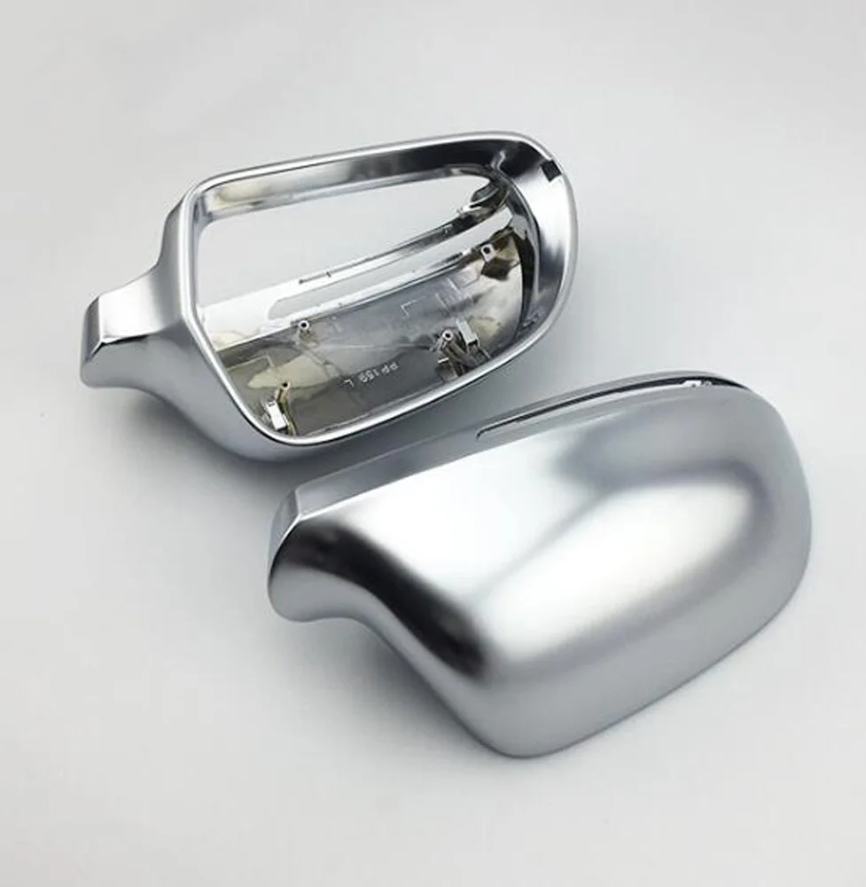 Car Mirror Cover For Audi A4 B8 A3 A5 A6 Q3 Matte Chrome Silver Rearview Mirror Cover Protection Cap Car Styling