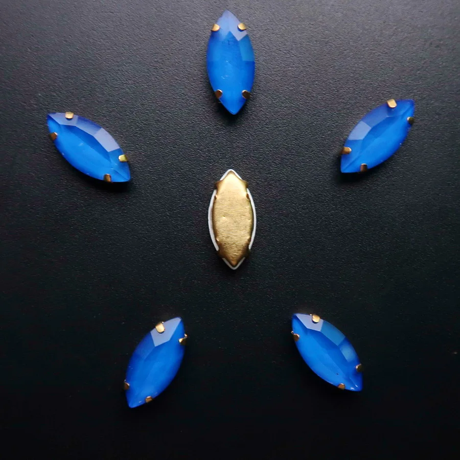 Pferdeaugenförmige Goldklauenfassungen, Jelly Candy Glas & AB Farben Kristall 7*15mm 20 Stück/Packung, zum Aufnähen, Strassperlen, Kleidung, DIY-Verzierung – Detail 15