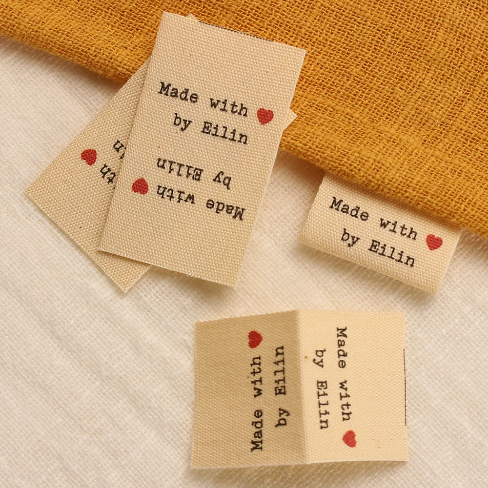 Handmade Cotton Label with Logo or Text, Sewing Accessories, Tags for Knitted Things, Custom, Gift Tags, 25x42mm, MD2045