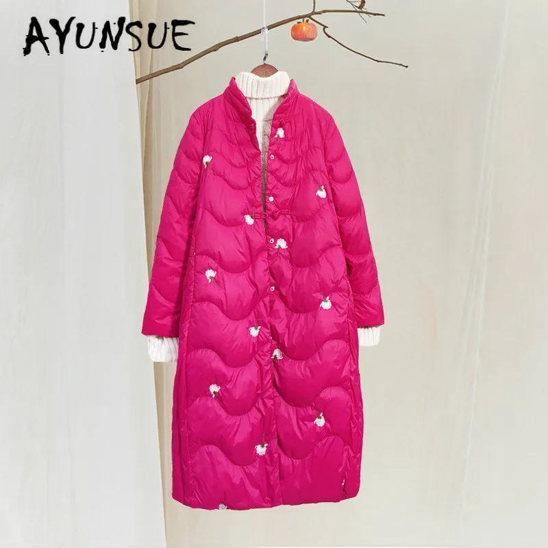 Winter Coat Women White Duck Down Jacket Women Clothes 2020 Vintage Embroidery Puffer Jacket Women Warm Parka 19092308 YY2055