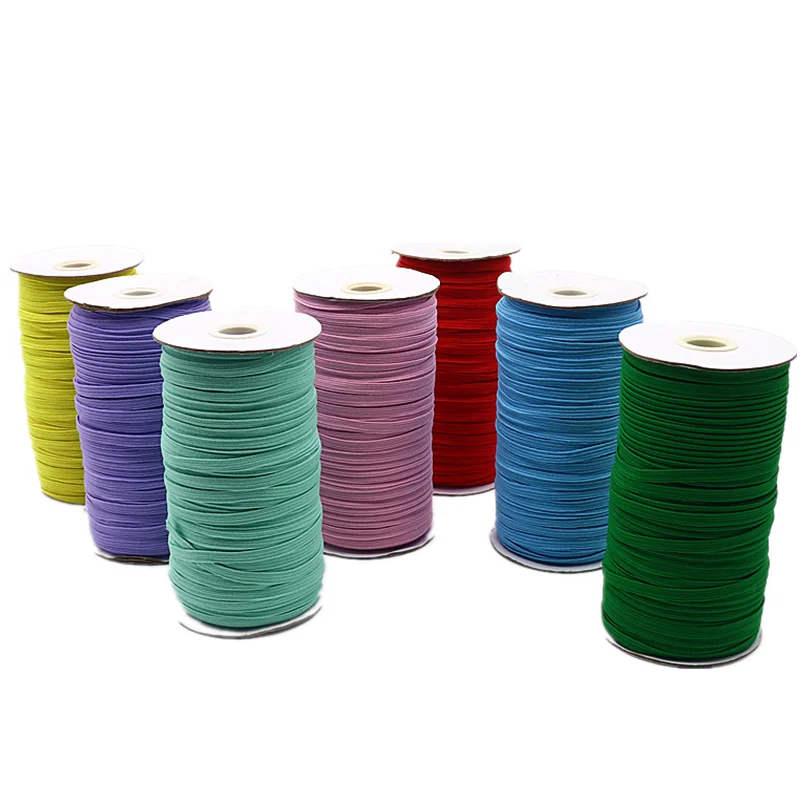 100 Yards 6mm High Elastic Rope Rubber Band Ribbon Color Flat Elastic Belt Lace Decorative Belt Clothing Sewing Accessories