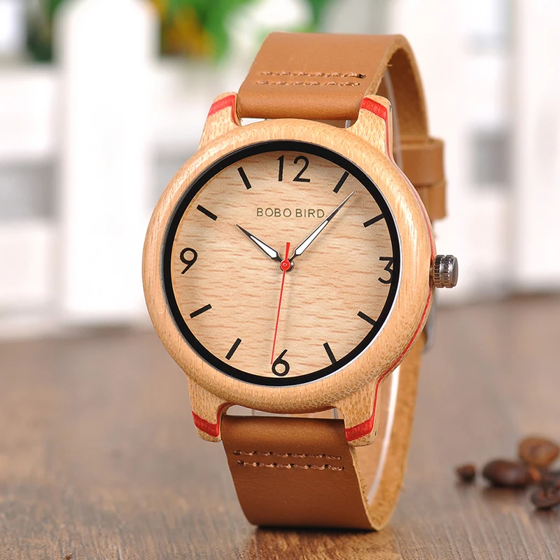 Bamboo Wooden Watch BOBOBIRD Quartz Timepiece for Father\'s Day Gift Unisex Japan Analog Ladies Men Wrist Watches reloj hombre