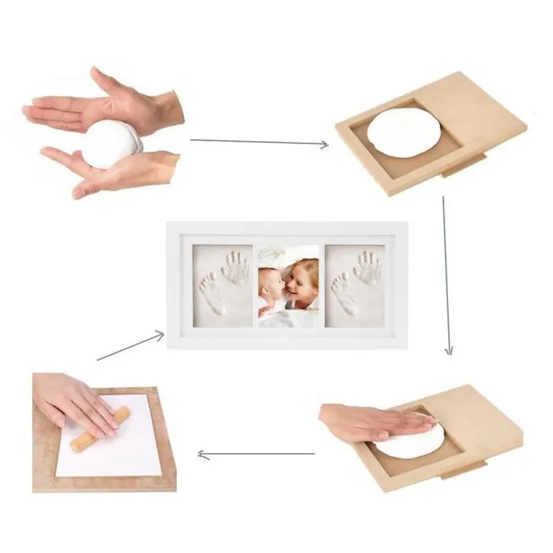 Cadre Photo imprimé avec empreintes de mains et de pieds pour nouveau-né, décoration de Table commémorative, cadeau pour bébé de 1 an