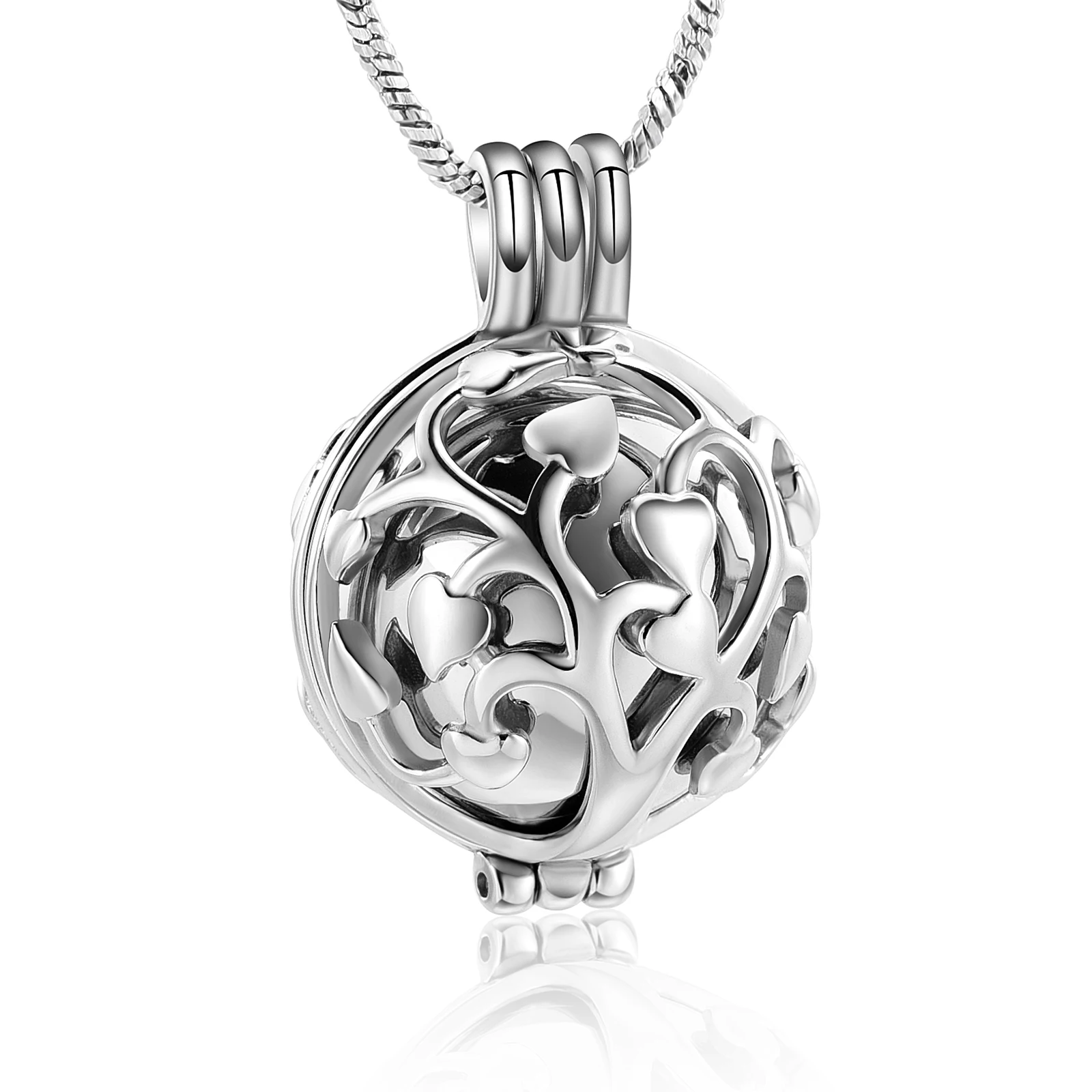 Tree of Life Urn Necklace Cremation Jewelry for Ashes Stainless Steel Hollow Ball Urn Locket Ashes Keepsake Memorial Jewelry