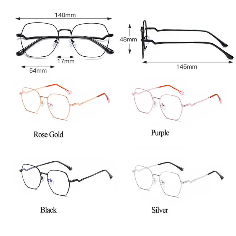 1910 Irregular Eyewear Fashion Metal Frame Glasses For Women Full Rim Myopia Spectacles Hot Selling