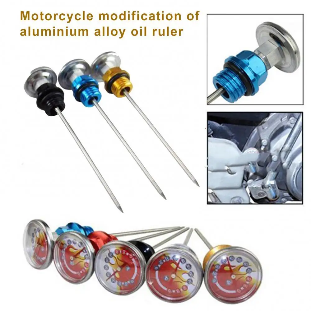 Motorcycle Engine Oil Tank Dipstick Level Gauge Meter Motorbike Oil Caps 110cc 125cc CNC Aluminum Alloy Long Needle Gauge Tool