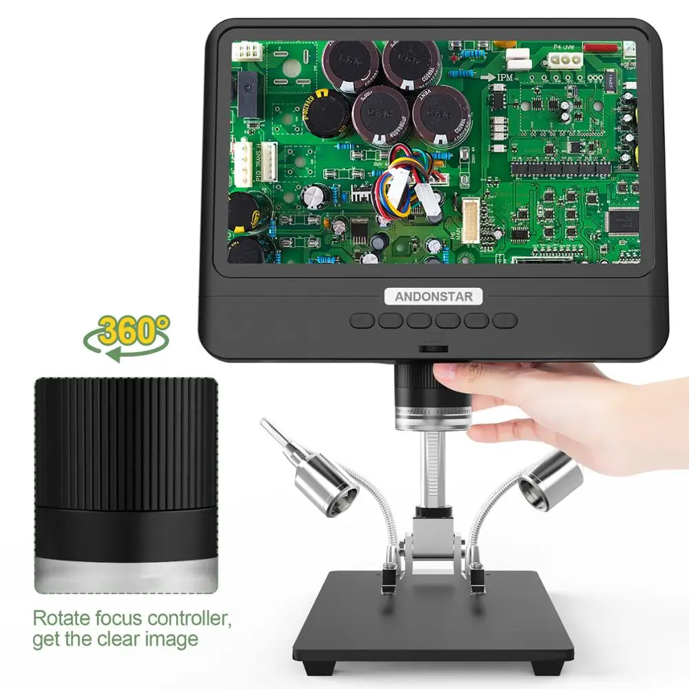 Imagem -02 - Microscópio Digital Andonstar Escopo 1080p Ajustável para Smt e Pcb Ferramenta de Solda Usb 260x 8.5 Tela Lcd Ad208s