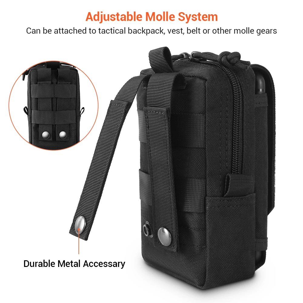 Tactical Cell Phone Holster Pouch Smartphone Pouches EDC Cellphone Case Molle Gadget Bag Molle Attachment Belt Holder Waist Bag