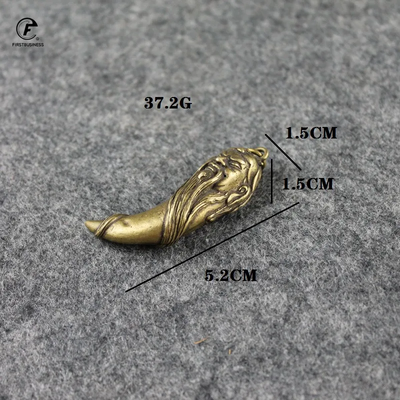 Copper Guan Gong crescent Statue Ornaments Home Decoration Accesories Chinese God of Wealth Key Chains Pendants Puer tea needle