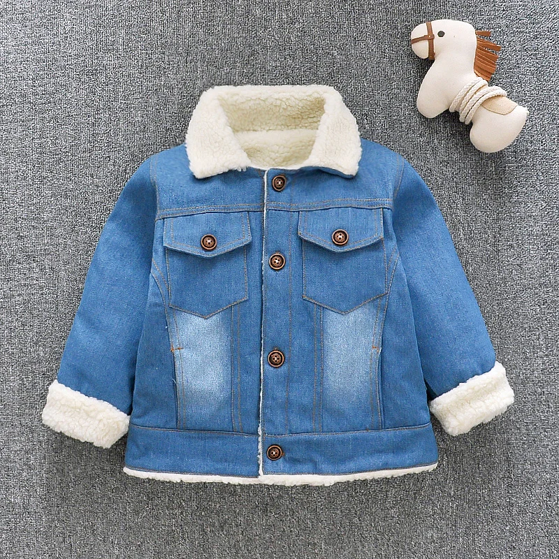 DIIMUU Plush Baby Boys Jacket Girls Coat Clothing Winter Kids Children Warm Outerwear Denim Coats Toddler Boy Girl Tops Clothes