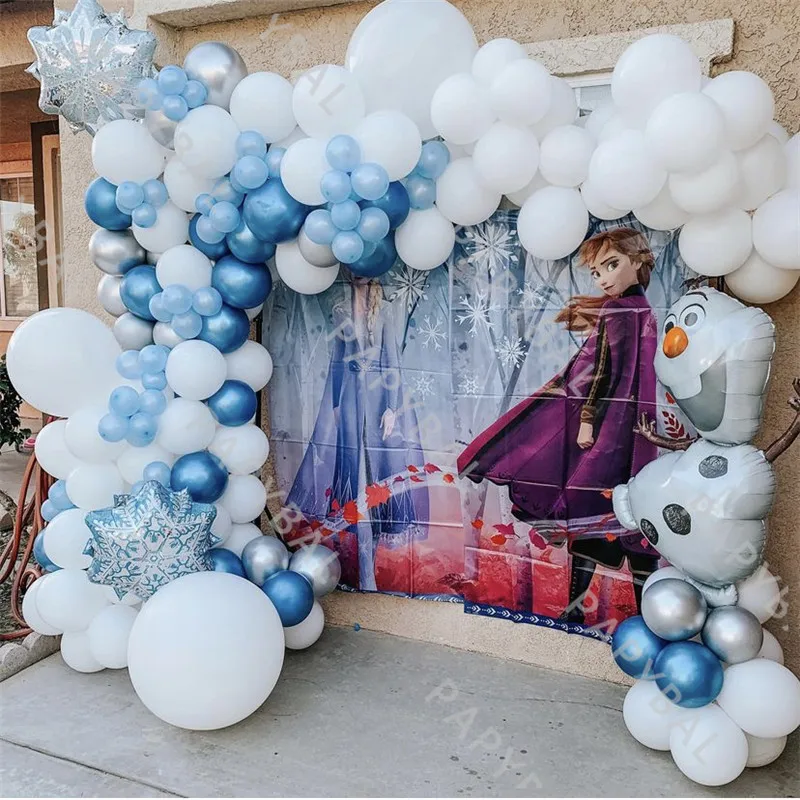 1Zestaw Disney Frozen Olaf Balloon Arch Garland Kit Snowflake Foil Balloons For Kids Birthday Party Baby Shower Decoration Supplies