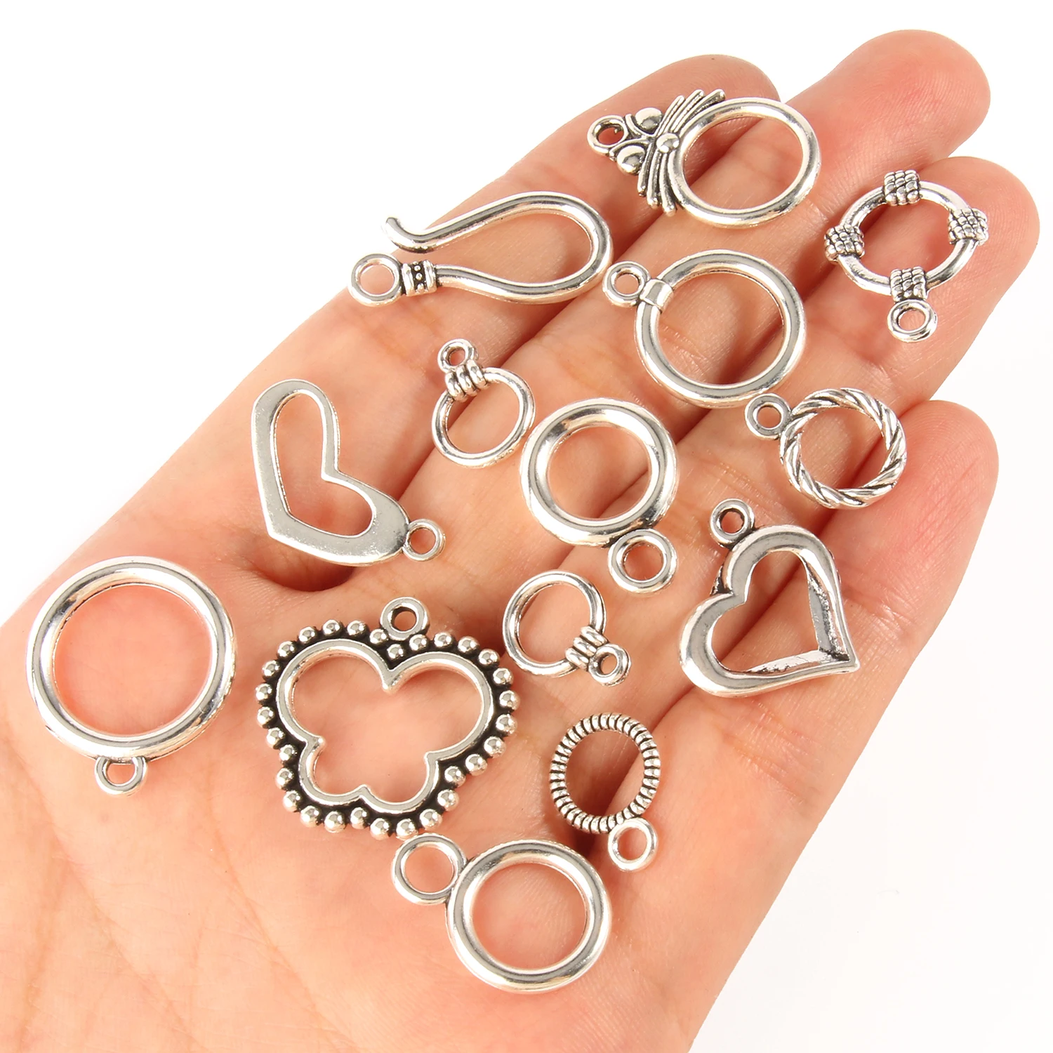 10Set Mạ Bạc Cổ Điển OT Clasp Cho Vòng Cổ Vòng Tay Làm Nối Chuyển Đổi Clasp Trang Sức Tự Làm Phát Hiện Nguồn Cung Cấp Phụ Kiện Cho