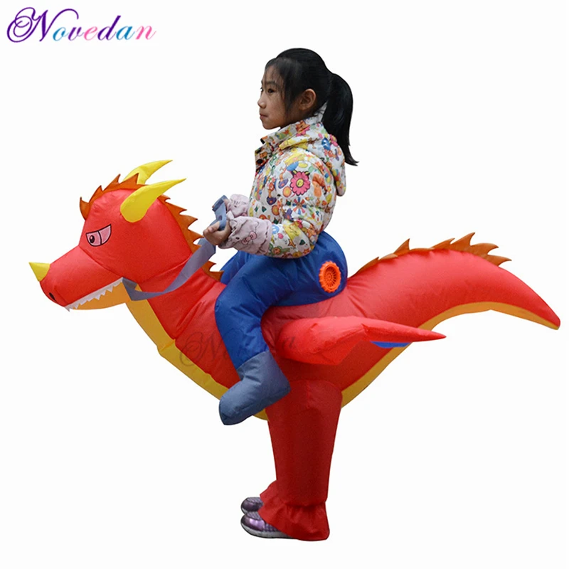 Kids Inflatable Dinosaur Riding Costume Child Jurassic World Charizard Suit Cosplay Party Outfit Christmas Halloween Fancy Dress