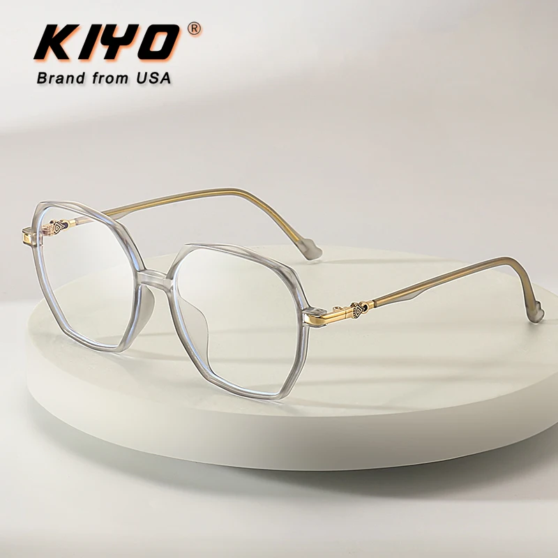 

KIYO Brand 2021 New Women Men Fashion Anti Blue Light Optical Frame TR90 Eyeglasses Frames Polygonal Spectacles Glasses 9727