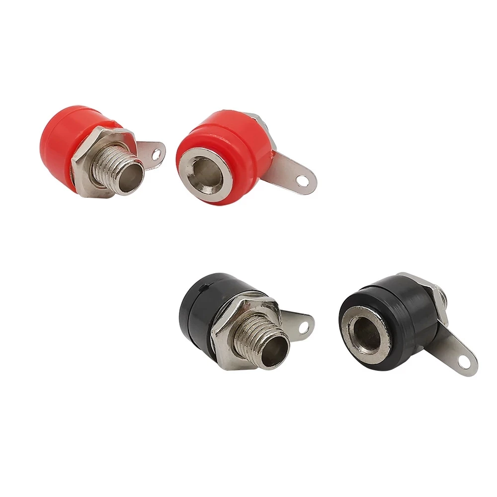 10Pcs/lot 4mm Banana Binding Post Female Socket DIY Jack Adapter With Nut Threaded Banana Plug Red or Black