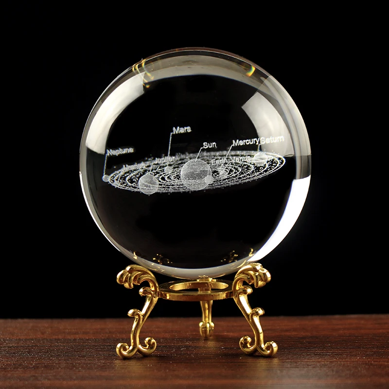 60MM80MM 3D Crystal Solar System Ball Planets Glass Ball Laser Engraved Globe Miniature Model Home Decor Astronomy Gift - Image 3