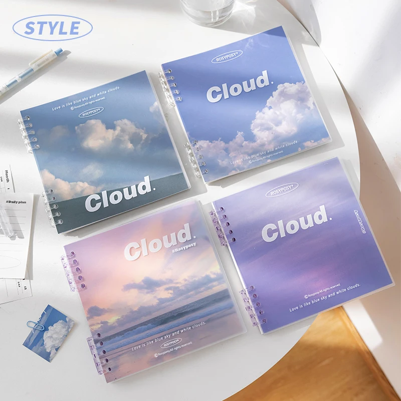 Fresh Cloud Leaf Note Book Square Multi Partition Month Daily Planner 30 Sheets Blue Sky Notebook Memo Schedule Diary A6880