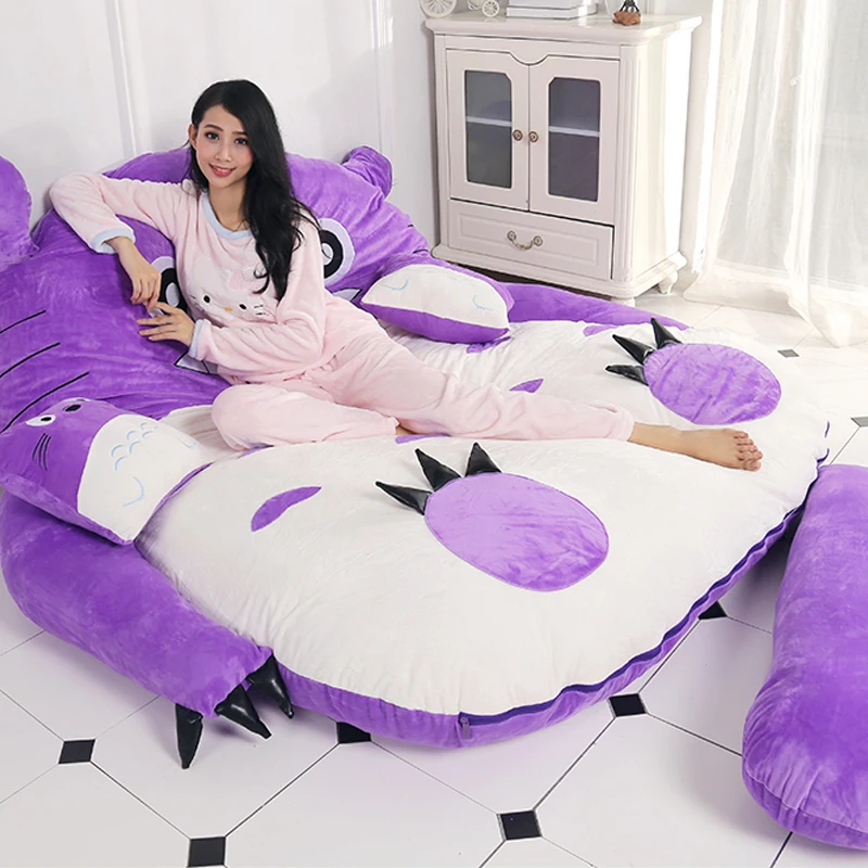 Cartoon mattress Totoro lazy sofa bed Suitable for children tatami mats cute purple mattress bedroom soft comfortable sofa bed