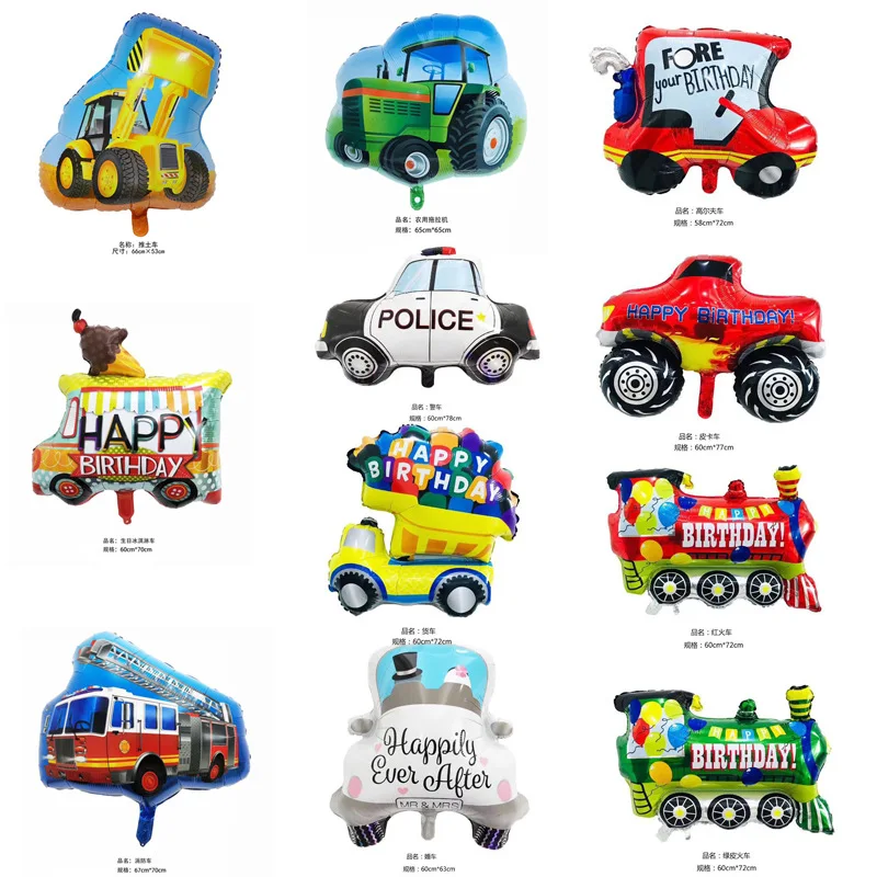 1pc car aluminum film balloon transportation tank car train children birthday toy party decoration aluminum foil balloons globos